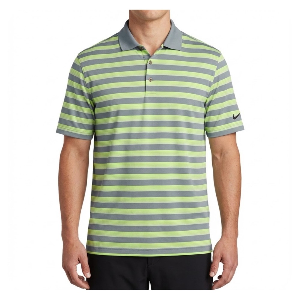 Nike Golf Tour Performance Polo Shirt Men's XL‎ Grey Neon Stripe Dri-Fit